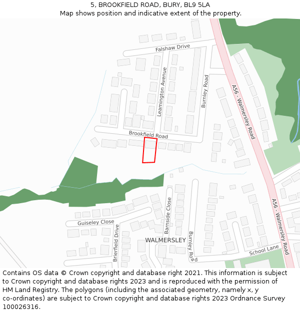 5, BROOKFIELD ROAD, BURY, BL9 5LA: Location map and indicative extent of plot