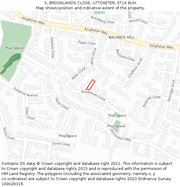 5, BROOKLANDS CLOSE, UTTOXETER, ST14 8UH: Location map and indicative extent of plot