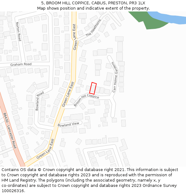 5, BROOM HILL COPPICE, CABUS, PRESTON, PR3 1LX: Location map and indicative extent of plot