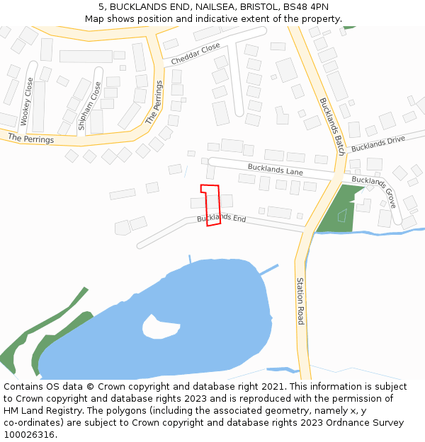 5, BUCKLANDS END, NAILSEA, BRISTOL, BS48 4PN: Location map and indicative extent of plot