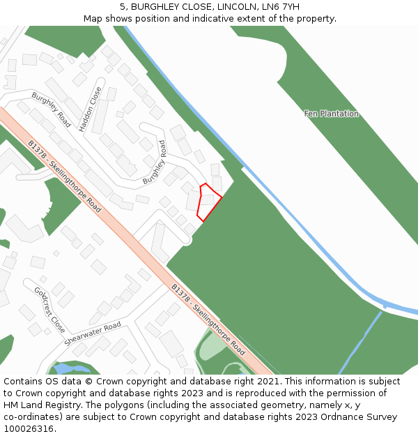 5, BURGHLEY CLOSE, LINCOLN, LN6 7YH: Location map and indicative extent of plot