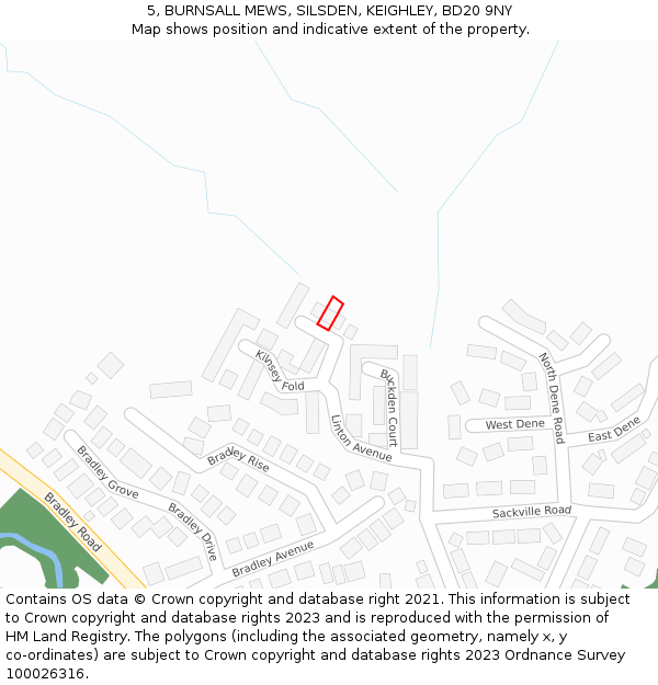 5, BURNSALL MEWS, SILSDEN, KEIGHLEY, BD20 9NY: Location map and indicative extent of plot