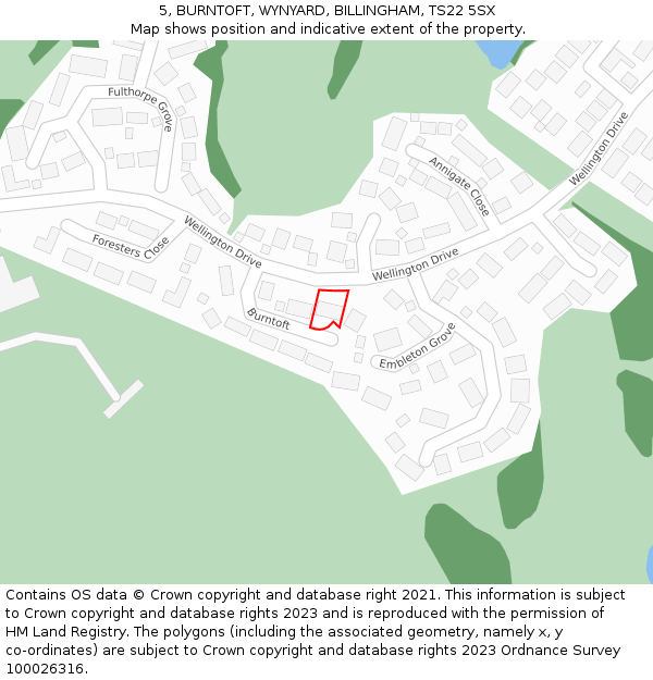 5, BURNTOFT, WYNYARD, BILLINGHAM, TS22 5SX: Location map and indicative extent of plot