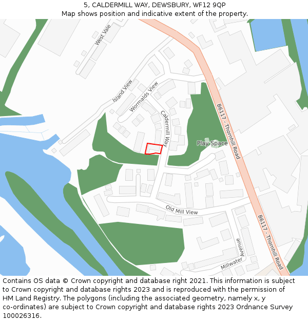 5, CALDERMILL WAY, DEWSBURY, WF12 9QP: Location map and indicative extent of plot