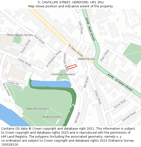 5, CANTILUPE STREET, HEREFORD, HR1 2NU: Location map and indicative extent of plot