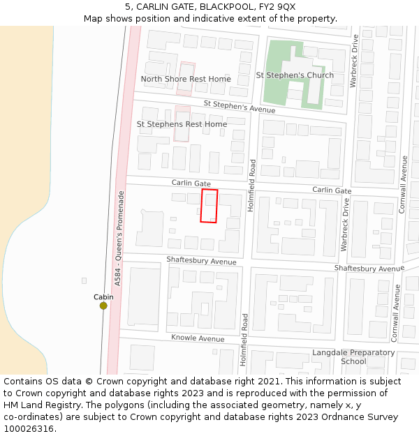 5, CARLIN GATE, BLACKPOOL, FY2 9QX: Location map and indicative extent of plot
