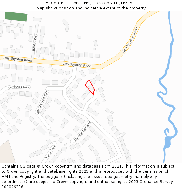 5, CARLISLE GARDENS, HORNCASTLE, LN9 5LP: Location map and indicative extent of plot