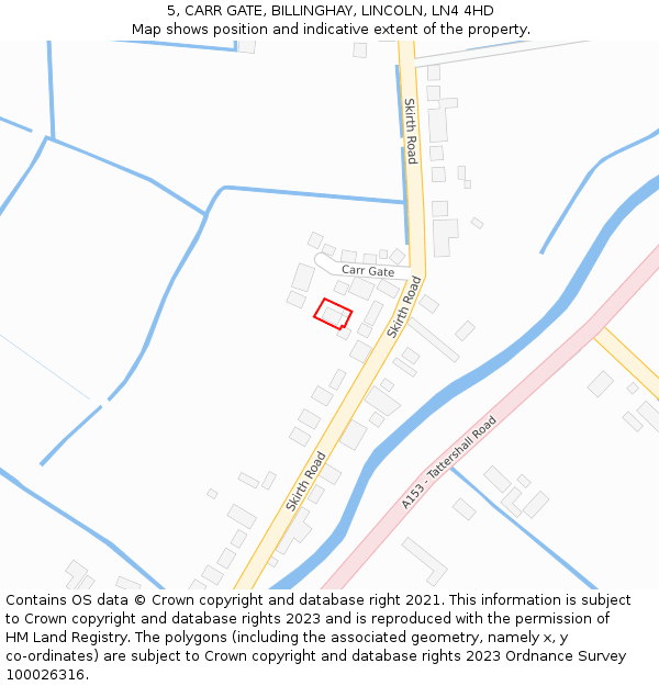 5, CARR GATE, BILLINGHAY, LINCOLN, LN4 4HD: Location map and indicative extent of plot
