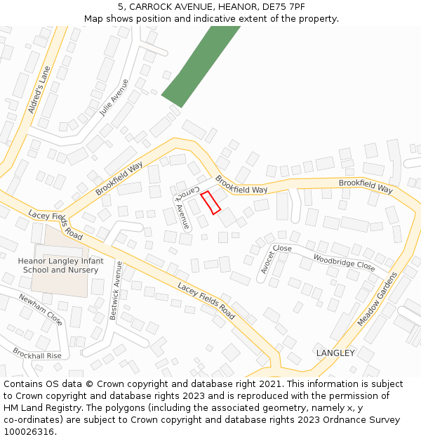 5, CARROCK AVENUE, HEANOR, DE75 7PF: Location map and indicative extent of plot