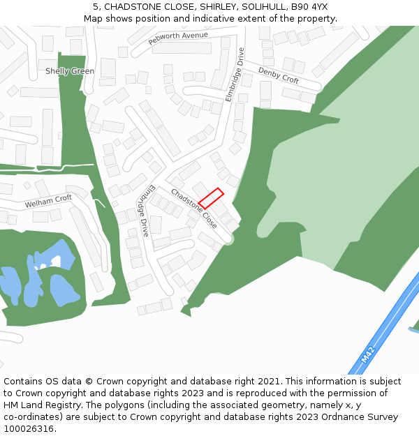 5, CHADSTONE CLOSE, SHIRLEY, SOLIHULL, B90 4YX: Location map and indicative extent of plot