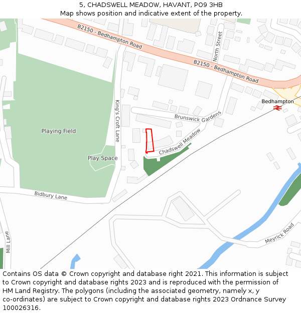 5, CHADSWELL MEADOW, HAVANT, PO9 3HB: Location map and indicative extent of plot