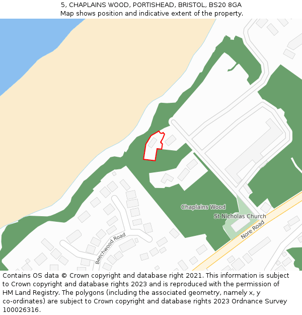 5, CHAPLAINS WOOD, PORTISHEAD, BRISTOL, BS20 8GA: Location map and indicative extent of plot