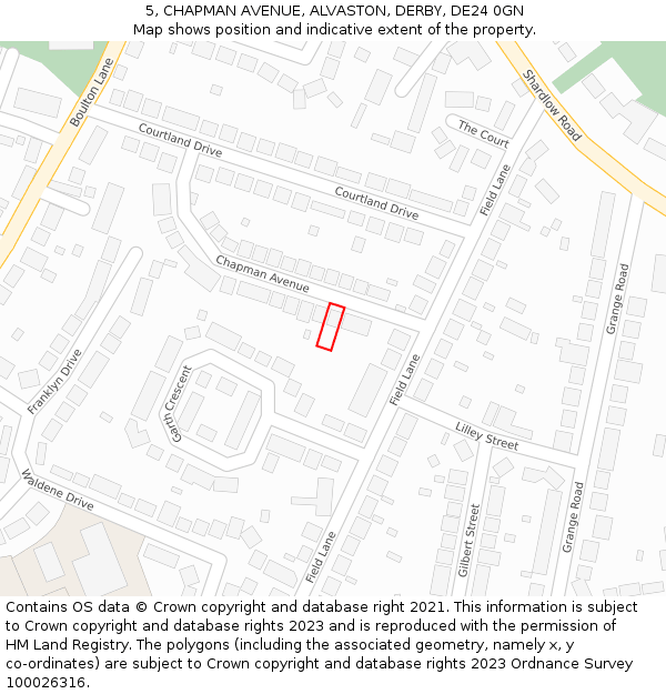 5, CHAPMAN AVENUE, ALVASTON, DERBY, DE24 0GN: Location map and indicative extent of plot
