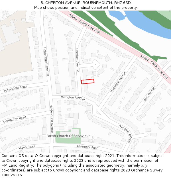 5, CHERITON AVENUE, BOURNEMOUTH, BH7 6SD: Location map and indicative extent of plot