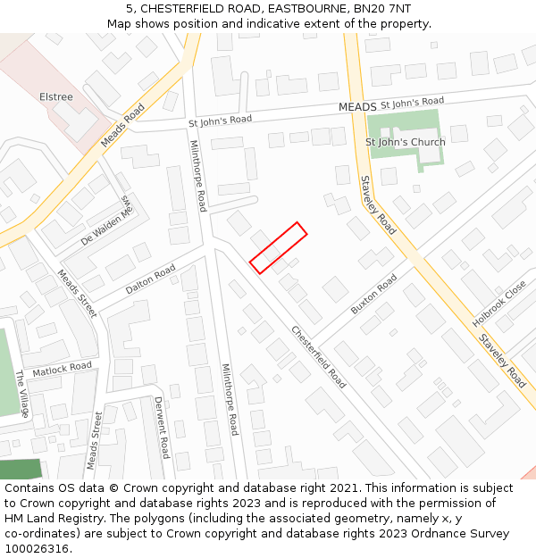 5, CHESTERFIELD ROAD, EASTBOURNE, BN20 7NT: Location map and indicative extent of plot
