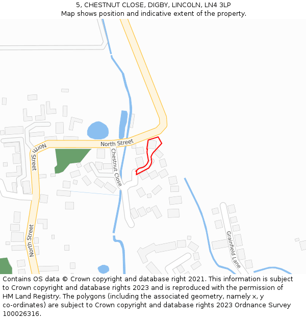 5, CHESTNUT CLOSE, DIGBY, LINCOLN, LN4 3LP: Location map and indicative extent of plot