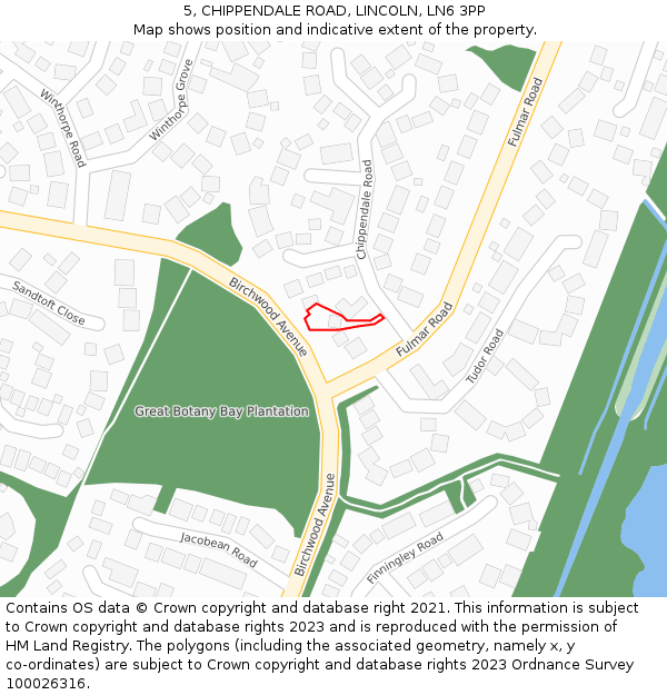 5, CHIPPENDALE ROAD, LINCOLN, LN6 3PP: Location map and indicative extent of plot