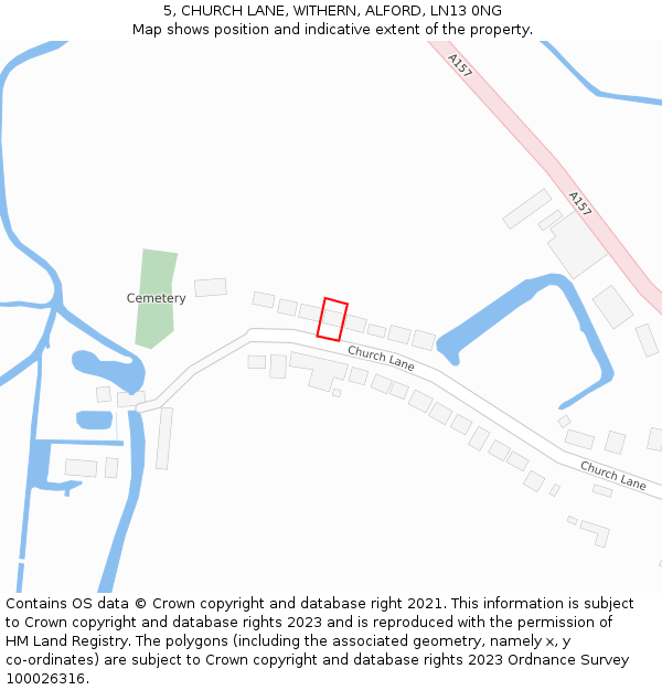 5, CHURCH LANE, WITHERN, ALFORD, LN13 0NG: Location map and indicative extent of plot