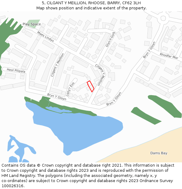 5, CILGANT Y MEILLION, RHOOSE, BARRY, CF62 3LH: Location map and indicative extent of plot