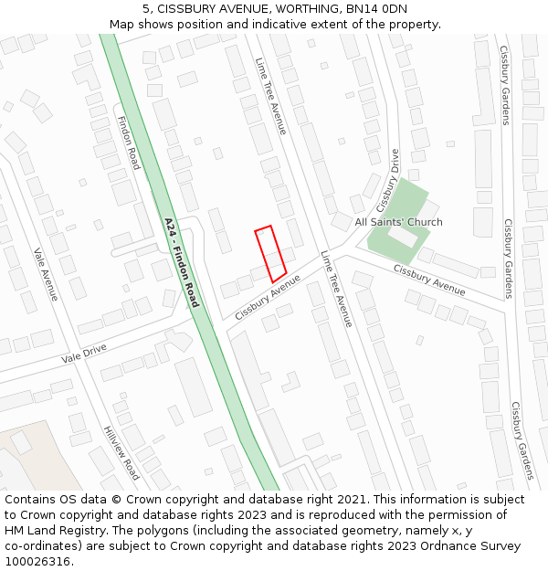 5, CISSBURY AVENUE, WORTHING, BN14 0DN: Location map and indicative extent of plot