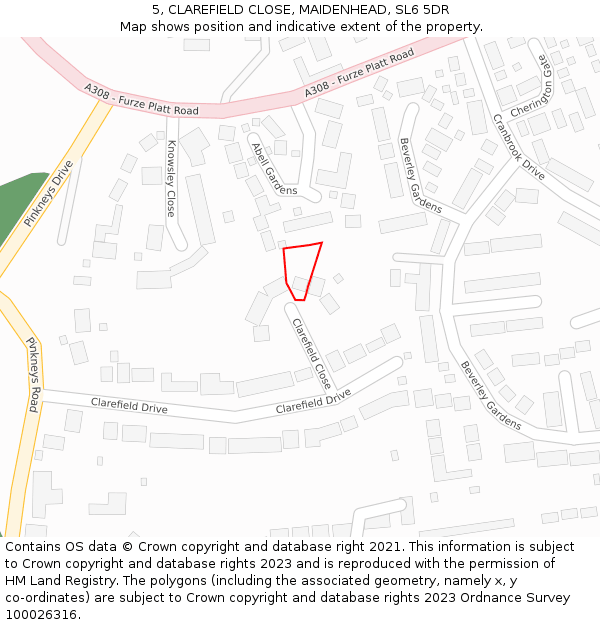 5, CLAREFIELD CLOSE, MAIDENHEAD, SL6 5DR: Location map and indicative extent of plot