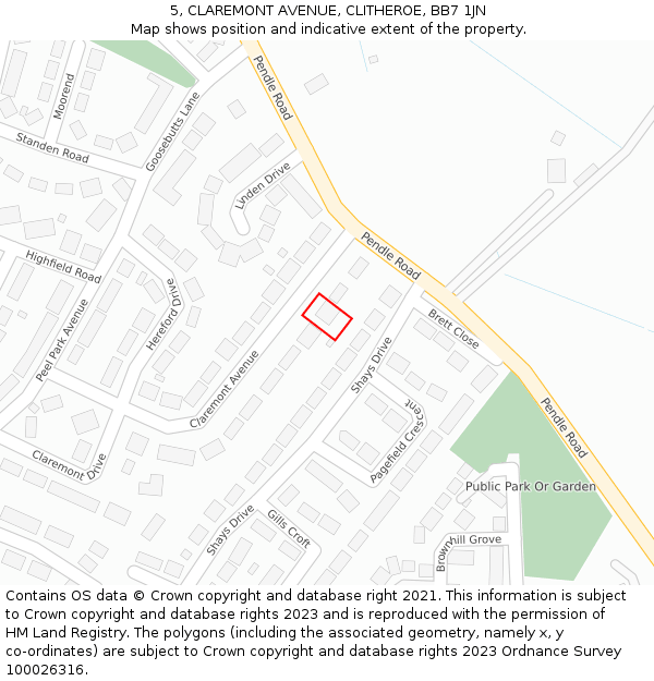 5, CLAREMONT AVENUE, CLITHEROE, BB7 1JN: Location map and indicative extent of plot