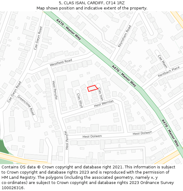 5, CLAS ISAN, CARDIFF, CF14 1RZ: Location map and indicative extent of plot