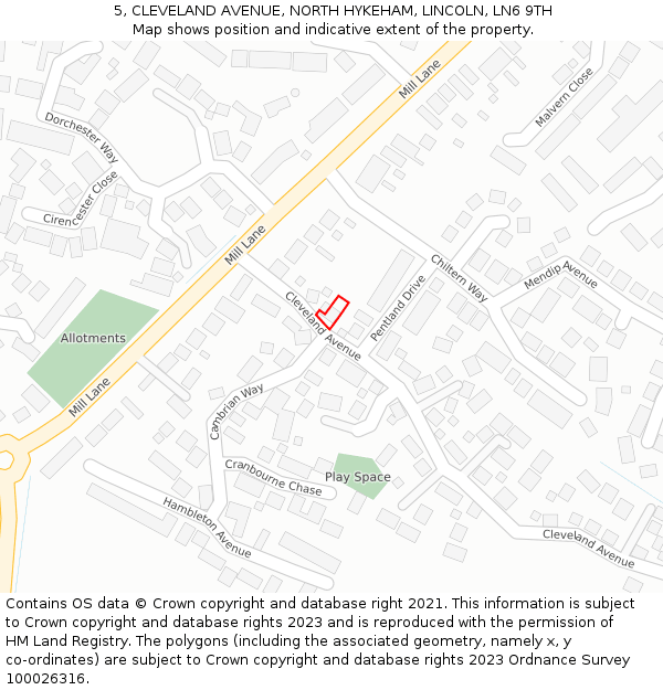 5, CLEVELAND AVENUE, NORTH HYKEHAM, LINCOLN, LN6 9TH: Location map and indicative extent of plot