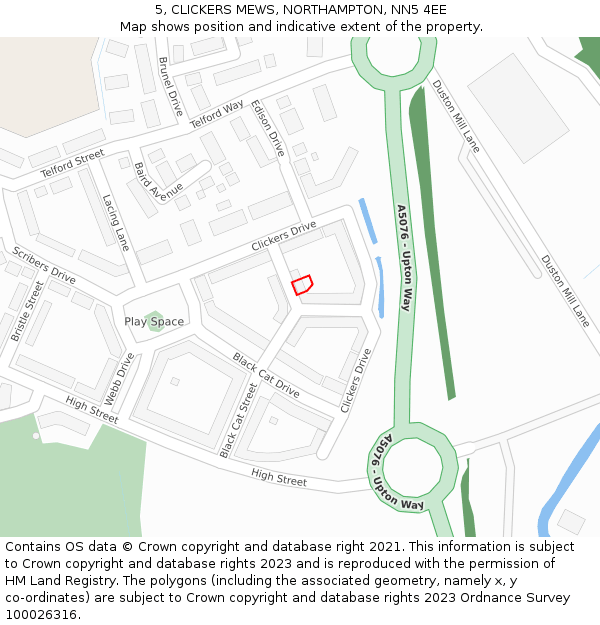 5, CLICKERS MEWS, NORTHAMPTON, NN5 4EE: Location map and indicative extent of plot