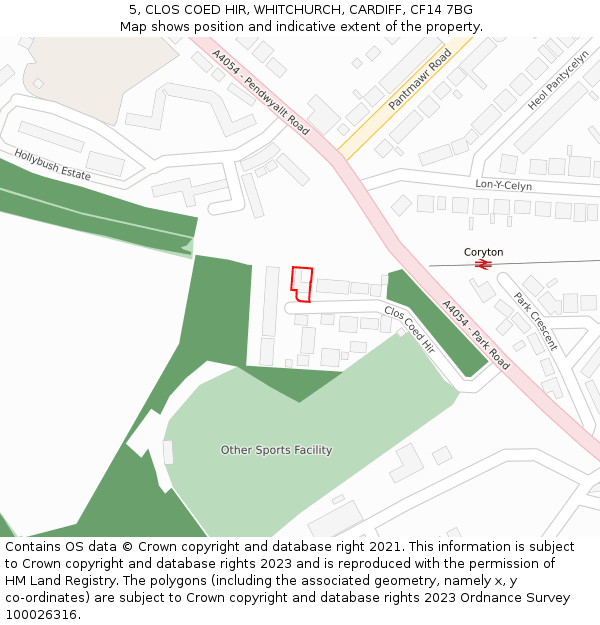 5, CLOS COED HIR, WHITCHURCH, CARDIFF, CF14 7BG: Location map and indicative extent of plot