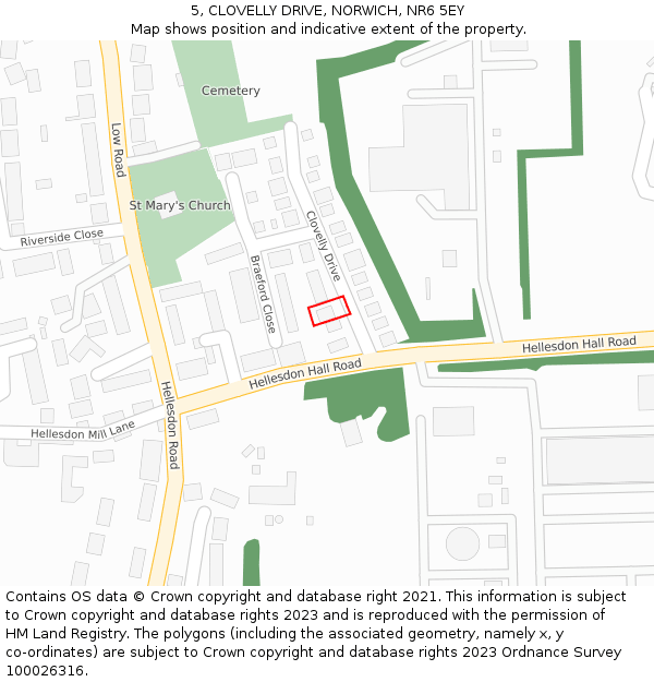 5, CLOVELLY DRIVE, NORWICH, NR6 5EY: Location map and indicative extent of plot
