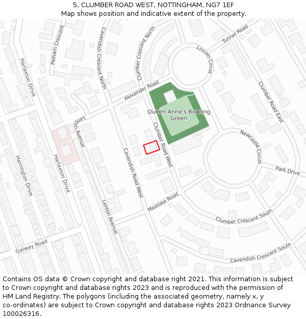 5, CLUMBER ROAD WEST, NOTTINGHAM, NG7 1EF: Location map and indicative extent of plot
