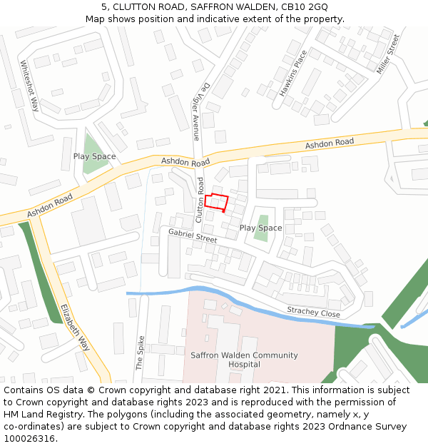 5, CLUTTON ROAD, SAFFRON WALDEN, CB10 2GQ: Location map and indicative extent of plot