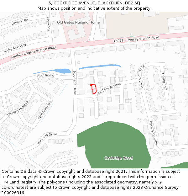 5, COCKRIDGE AVENUE, BLACKBURN, BB2 5FJ: Location map and indicative extent of plot