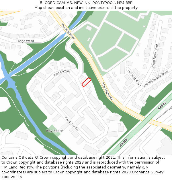 5, COED CAMLAS, NEW INN, PONTYPOOL, NP4 8RP: Location map and indicative extent of plot