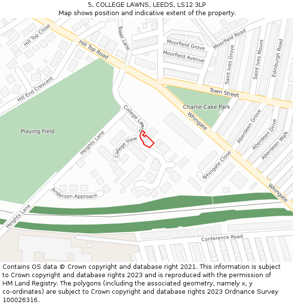 5, COLLEGE LAWNS, LEEDS, LS12 3LP: Location map and indicative extent of plot