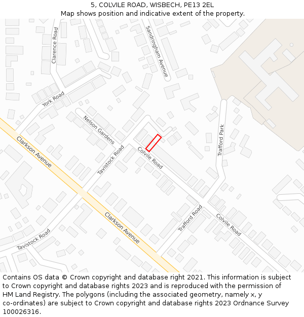 5, COLVILE ROAD, WISBECH, PE13 2EL: Location map and indicative extent of plot