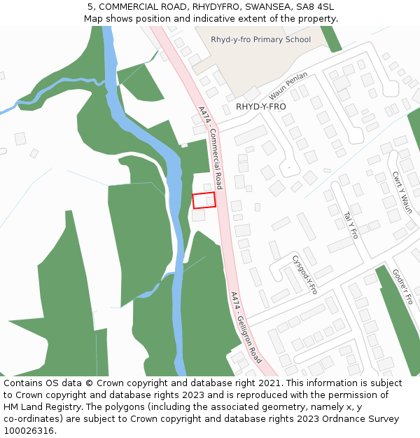 5, COMMERCIAL ROAD, RHYDYFRO, SWANSEA, SA8 4SL: Location map and indicative extent of plot