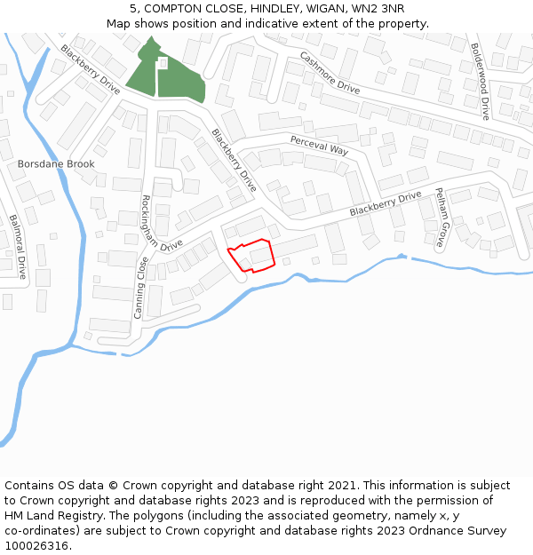 5, COMPTON CLOSE, HINDLEY, WIGAN, WN2 3NR: Location map and indicative extent of plot