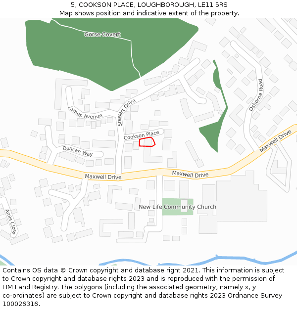 5, COOKSON PLACE, LOUGHBOROUGH, LE11 5RS: Location map and indicative extent of plot