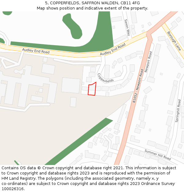 5, COPPERFIELDS, SAFFRON WALDEN, CB11 4FG: Location map and indicative extent of plot