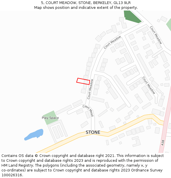5, COURT MEADOW, STONE, BERKELEY, GL13 9LR: Location map and indicative extent of plot