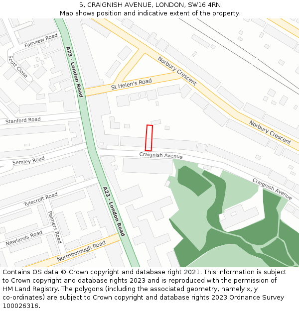 5, CRAIGNISH AVENUE, LONDON, SW16 4RN: Location map and indicative extent of plot