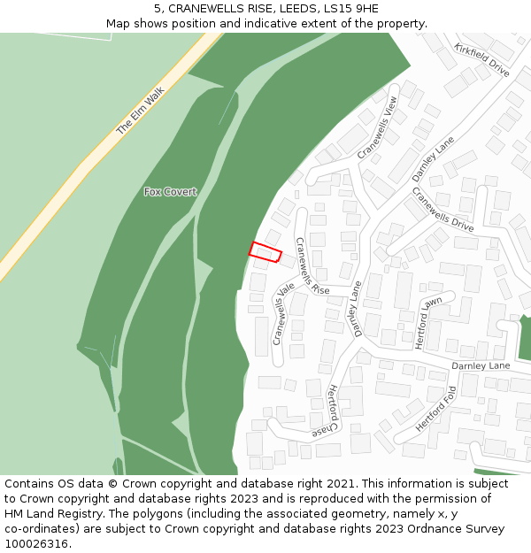 5, CRANEWELLS RISE, LEEDS, LS15 9HE: Location map and indicative extent of plot