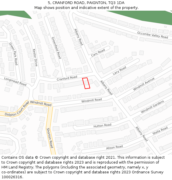 5, CRANFORD ROAD, PAIGNTON, TQ3 1DA: Location map and indicative extent of plot