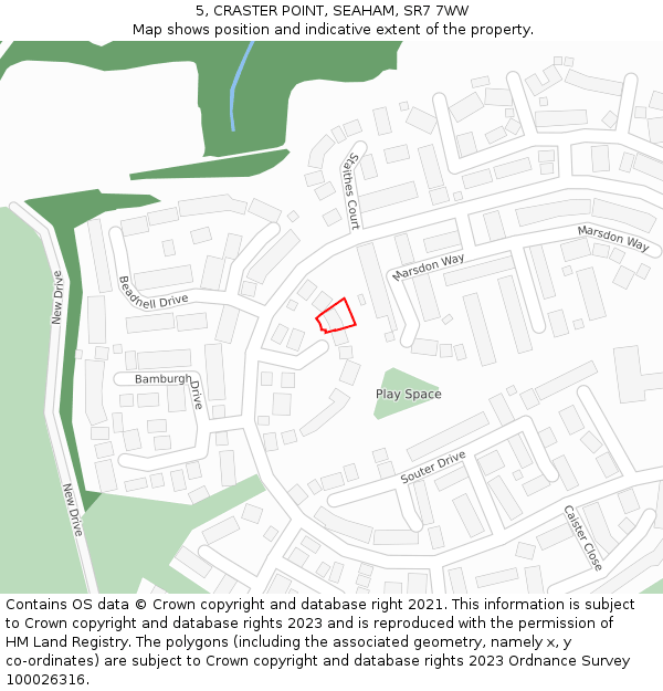 5, CRASTER POINT, SEAHAM, SR7 7WW: Location map and indicative extent of plot