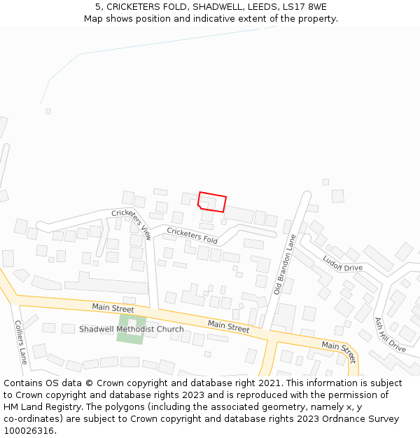 5, CRICKETERS FOLD, SHADWELL, LEEDS, LS17 8WE: Location map and indicative extent of plot