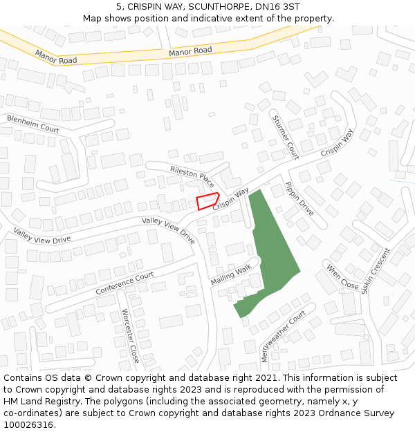 5, CRISPIN WAY, SCUNTHORPE, DN16 3ST: Location map and indicative extent of plot