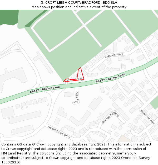 5, CROFT LEIGH COURT, BRADFORD, BD5 8LH: Location map and indicative extent of plot