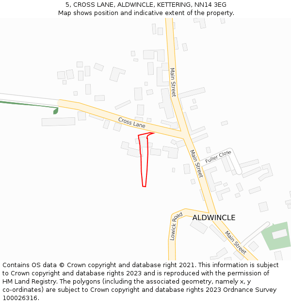 5, CROSS LANE, ALDWINCLE, KETTERING, NN14 3EG: Location map and indicative extent of plot